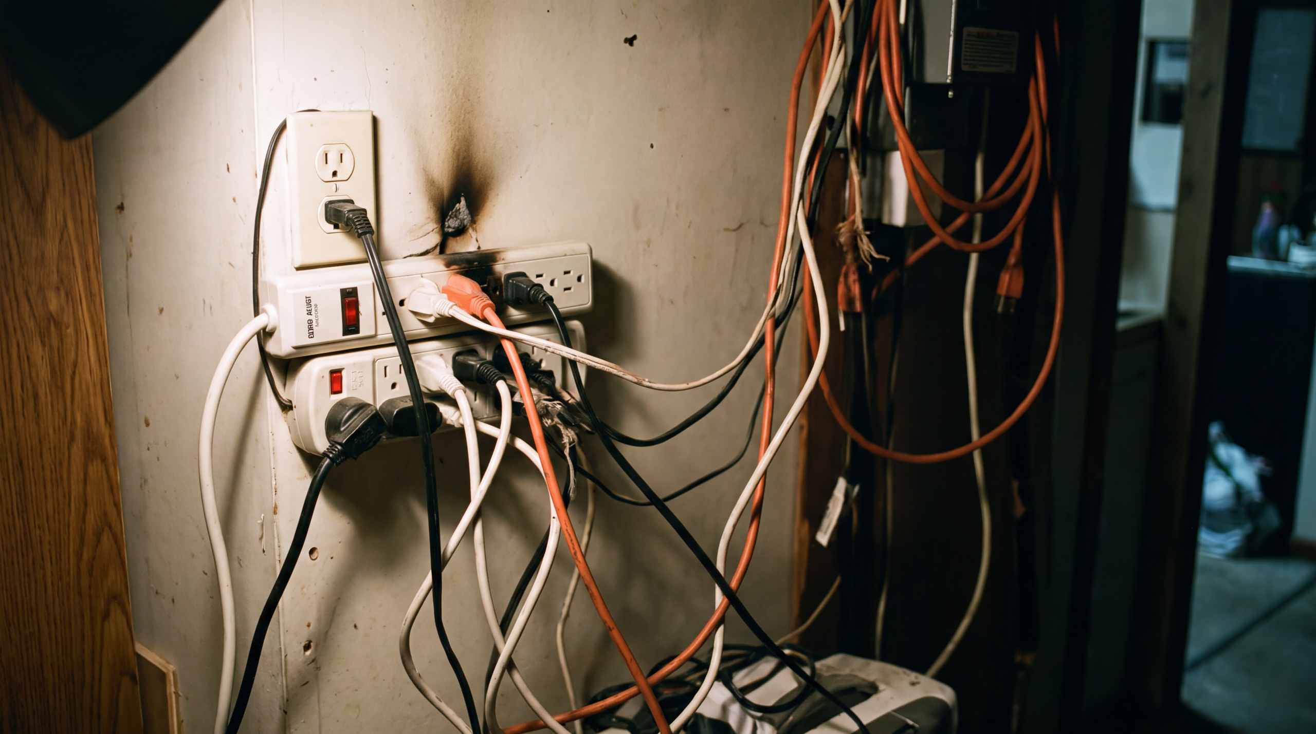 Kitchen appliances plugged into an outlet